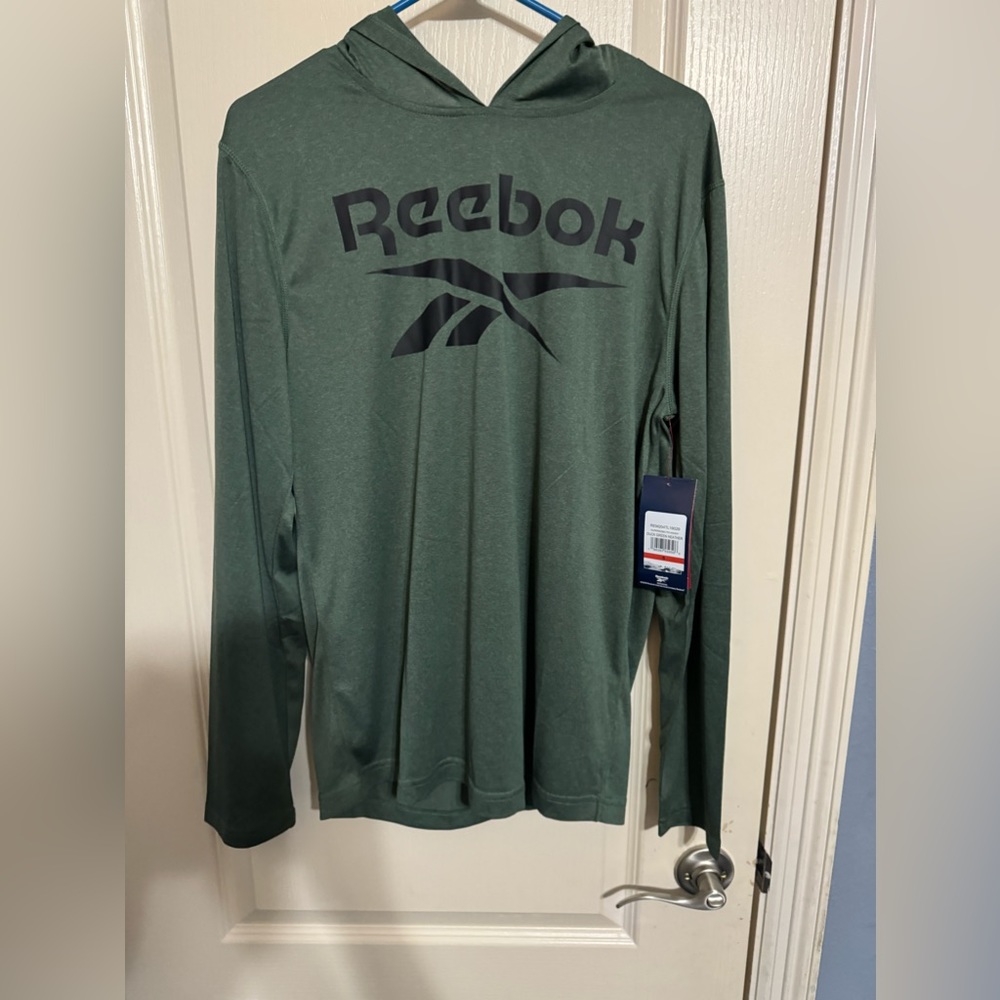 mens rebook green t shirt hoodie